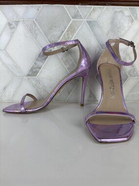 9 Stuart Weitzman Nudist Sandal Stiletto Heel Flat Square Toe Leather Pump Ankle